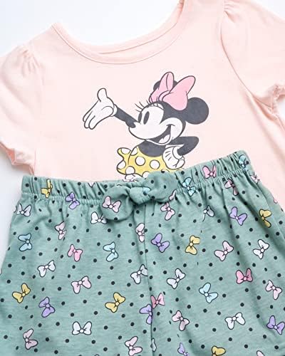 Disney Girls 'Minnie Mouse Shorts - camiseta de algodão de 2 peças e shorts de malha