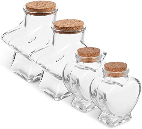 Cabilock 4pcs Cork Stoppers Garrafas de vidro Estrela em forma de coração desejando garrafa de garrafa clara