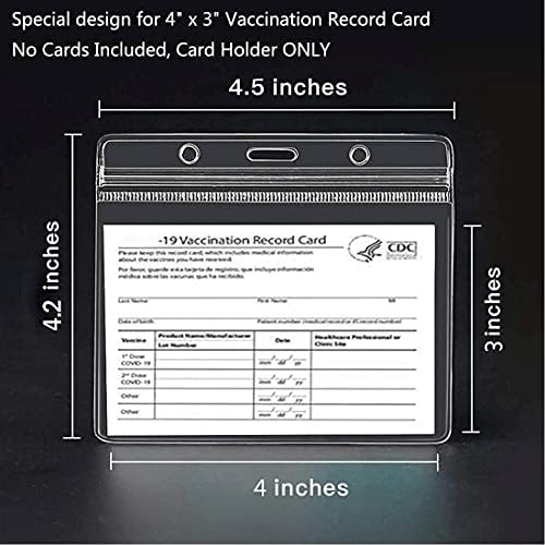 Porta de cartão de vacinação, protetor de carteira de vacinação CDC 4 x 3 polegadas de imunização Record Cartões de vacina portador de vinil de vinil de 3 polegadas com zíper selvagem do tipo à prova d'água