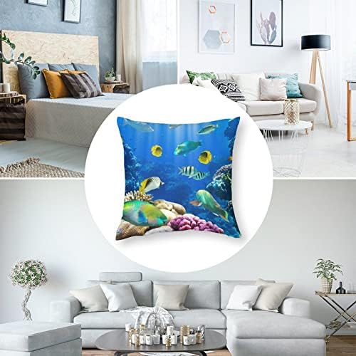 Tropical Fish and Coral Recife Throw Pillow Covers com almofadas de travesseiro quadrado com zíper protetor para o sofá de cama