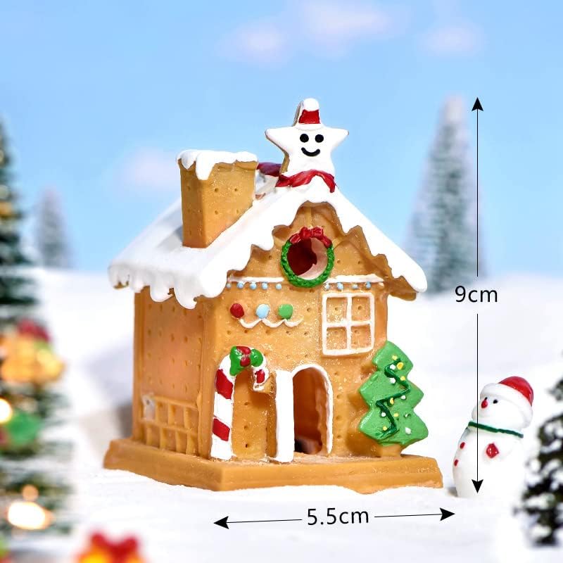 Natal Micro Diy Simulação de Natal com casa iluminada resina em miniatura artesanato de mesa