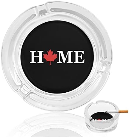 Home Canada Canada Maple Leaf Glass Bandeja de cinzas redonda Caso de cinzas cinzas para decoração de mesa de hotel