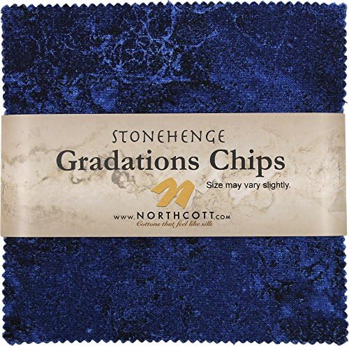 Graduações de Stonehenge Brights Indigo Stone Chips 42 quadrados de 5 polegadas Pacote de charme Northcott