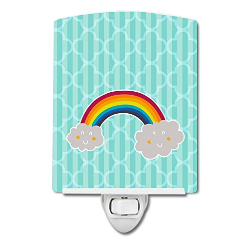 Tesouros de Caroline BB6789CNL Rainbow em nuvens Luz noturna de cerâmica, compacta, certificada por UL, ideal para quarto, banheiro, viveiro, corredor, cozinha, cozinha,