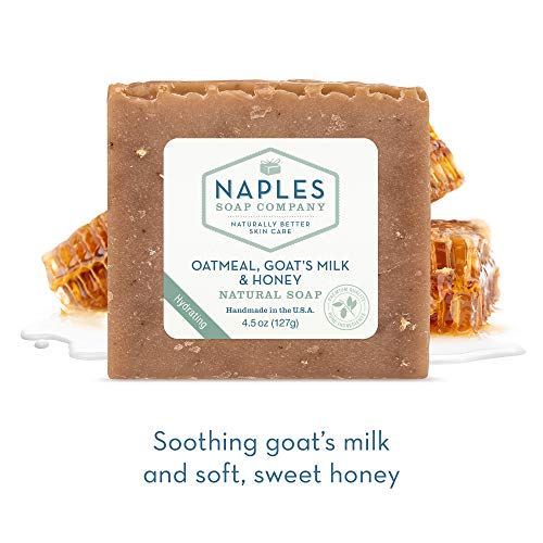 NAPLES SOAP Company Butter Natural Satimpation e Sabão de Sabão de Azeite - Hidrata naturalmente - Sem ingredientes prejudiciais - 4,5 oz, aveia, leite de cabra e mel