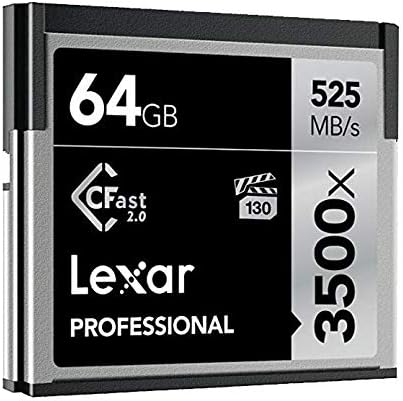 LEXAR PROFISSIONAL 3500X 64GB CFAST 2.0 CARD, até 525 MB/S, para o diretor de fotografia, cineasta, criador
