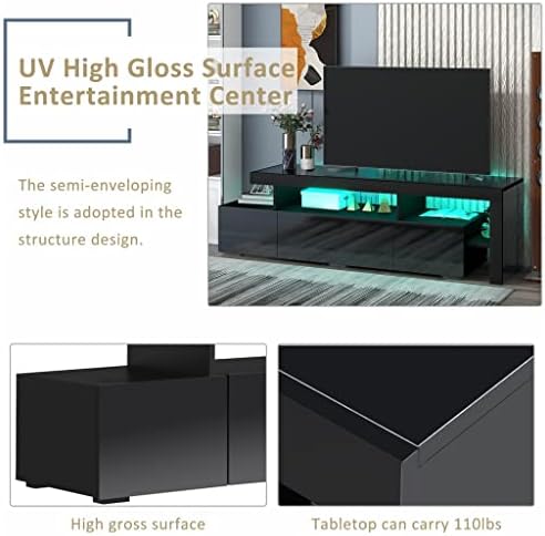 Sdfgh contemporâneo 16 cores luzes led armário de tv stand UV Centro de entretenimento de acabamento brilhante