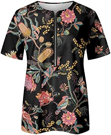 Camisetas tumorais de tamanho grande feminino para tampas de manga curta Blouses de verão estampa floral com túnica