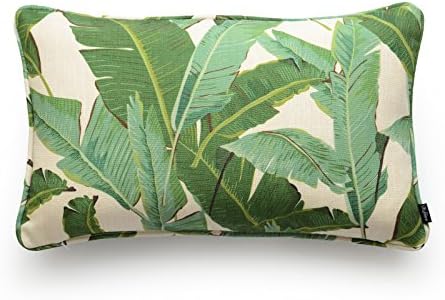 Tampa de travesseiro lombar decorativo Hofdeco Somente linho de algodão premium folhas tropicais de folha tropical de bananeira 12 x20 conjunto de 2