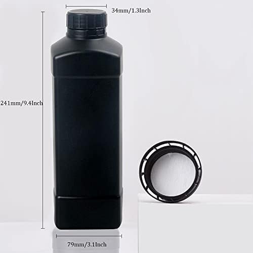 Fuyunohi 3x1L HDPE Dark Stobro garrafas químicas de armazenamento químico Recipiente de líquido quadrado garrafa anti -oxidação filmes
