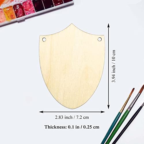 20pcs formas de escudo de madeira recortes enfeites de artesanato diy