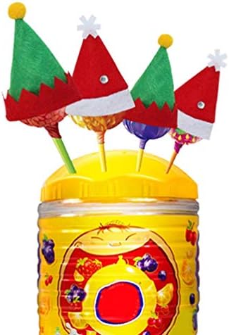 AMOSFUN 24PCS Mini chapéus de Natal Collipop Candy Candy Capa Santa Lollipop envolve o Toppers de férias de garrafa de vinhos Caps Party Decoration