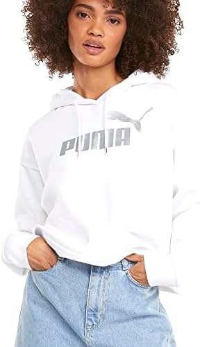 PUMA Women's Essentials+ Cropped Metallic Logo Fleece Hoodie