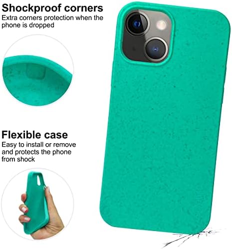 Eplanita Eco iPhone 13 Caso celular, fibra de planta biodegradável e TPU mole, cobertura de proteção contra queda,