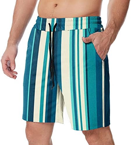 Shorts masculinos do BMISEGM Homens de verão Casual listrado de cordão de cintura média com shorts com bolsos