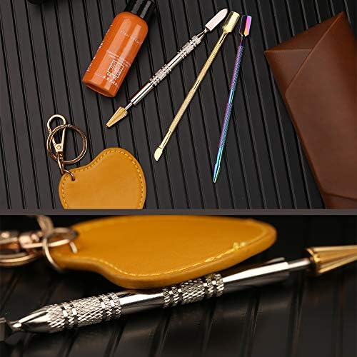Caneta corante de borda de couro, cabeça dupla, aplicação de caneta de rolante de borda de couro, ferramenta