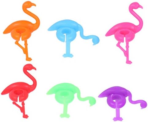 Acessórios decorados de cabilock 6pcs marcador de identificação de vidro desenho animado de flamingo em