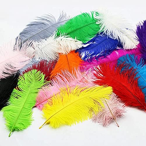 10pcs/lote 15-30cm Feathers naturais de avestruz branca para artesanato Jóias de penas de festa colorida DIY Fazendo decoração de casamento - 15-20cm - Zamihalaa