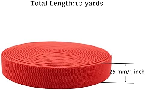 Dortrue 1 polegada de 10 jardas de costura vermelha banda elástica de elástico pesado de alta