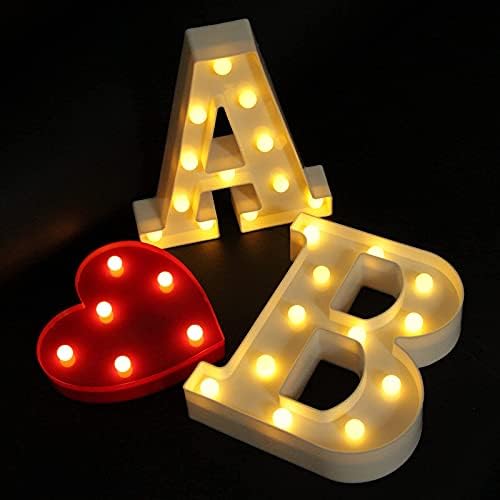Letra de letra de letra de letra de letra de letra, lâmpada de LED branca quente, iluminação 26 alfabeto