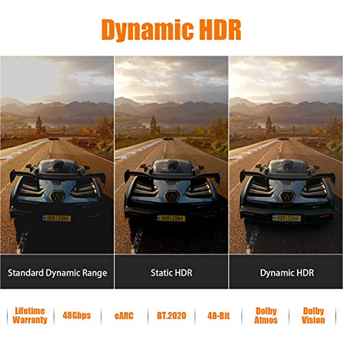 Bifale 8K Cabo HDMI 6 pés, nylon trançado 2,1 HDMI Suporte a cabo Dolby Atmos, 8k@60Hz, 4K@120Hz, HDR