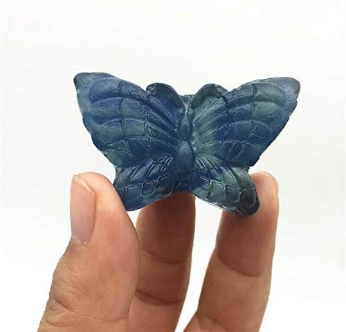 Laaalid xn216 1pcs à mão esculpida em fluorita azul natural de rocha de rocha de rocha Cristal de borboleta Curando
