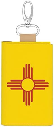 Mapa do Novo México com bandeira de couro portátil portátil Sacos de carteira com ganchos -chave para homens mulheres