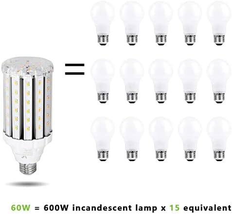 Lâmpadas de milho LED 50W LED-500W Equivalente, 4500 lúmens, 6500k Luz do dia Branco, base E26 para armazéns, supermercados, garagens, fábricas, oficinas, ruas, celeiros e quintais （Daylight White, 500W equivalente）