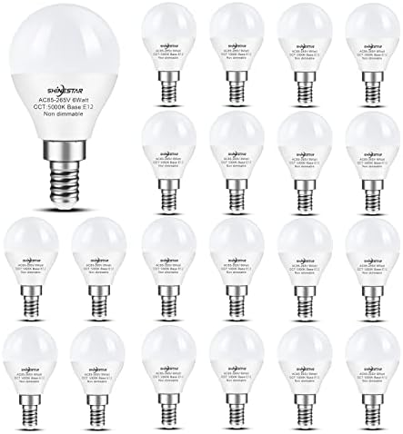 Lâmpadas de ventilador de teto de 20 pacote Shinestar 120V 60W, 5000k Daylight E12 Candelabra lâmpadas lâmpadas
