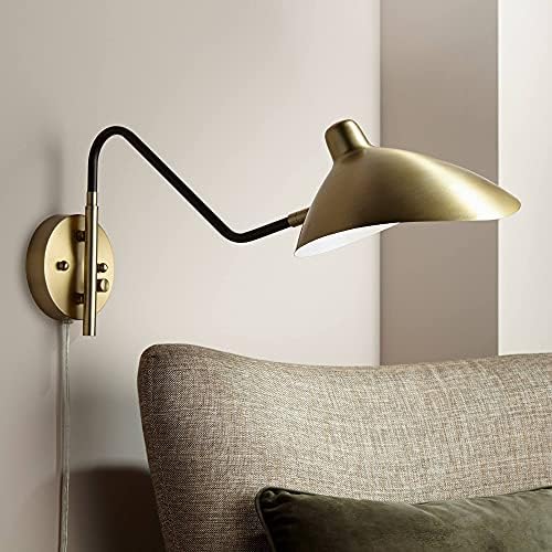 Iluminação 360 Colborne Modern retro swing wall lamp com cordão bronze bronze antigo bronze preto