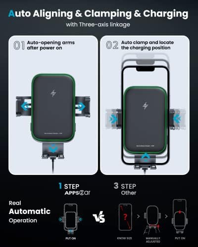 Apps2Car Dual Bobina Carregador de carro sem fio Auto Campo de 15w Phone Phone Mount Wireless Charger Fast