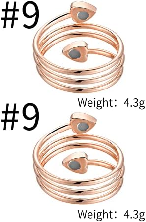 Anéis de cobre magnéticos para mulheres para mulheres anel de dedo magnético Solid Copper Ring Deders Dinze para joias de cobre para mamãe Gift Birthday Birthday Gold Tone de ouro conjunto de 2