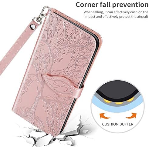 Gopirus Compatível com a caixa da carteira Samsung Galaxy A20, estojo de fólio de couro PU em árvore