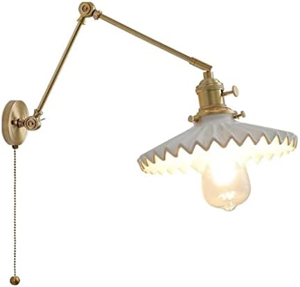 ANMMBER PULL CHANCH Chain LED Wall Lamp ao lado de Cerâmica Branca de Corrente Longo Staer Nórdica