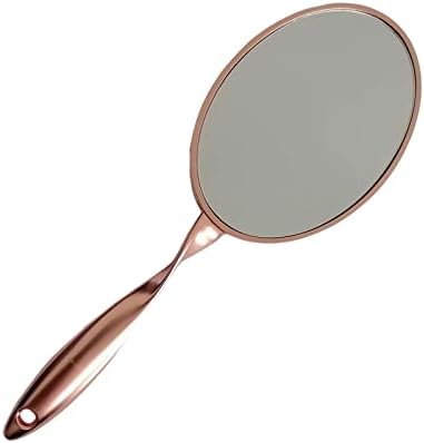 Espelho de maquiagem portátil, espelho de vaidade de bolso compacto de estilo retrô, com alça de espelho cosmético pessoal DIY, rosa aurado