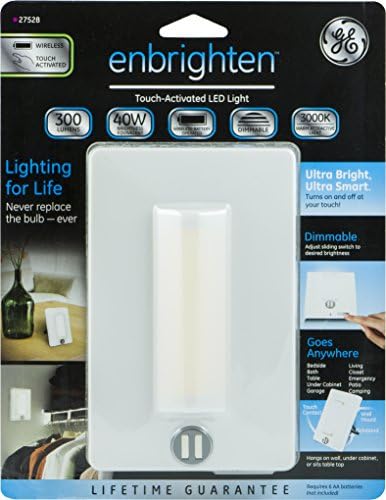 GE Enbrighten Portable LED Touch Light, 3pc Bandeja, 300 lúmens, 40W Bulbo equivalente, sem fio, Dimmable, White, 27948