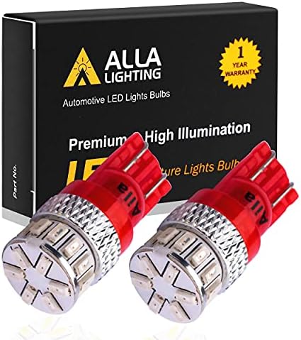 Iluminação Alla 2pcs Super Bright W5W 2825 W5WLL 2825L Bulbos de LED vermelho puro Marcador lateral