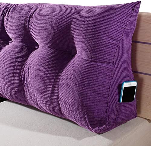 Topy grande travesseiro de cunha triangular grande, posicionadores do corpo suportam a leitura de travesseiro de encosto para a cama de cama de dia de cama traseiro-púrpura 100x23x45cm