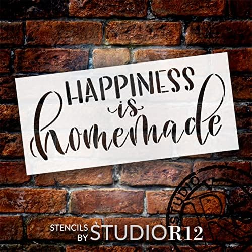 Felicidade é estêncil caseiro por Studior12 | Craft DIY Farmhouse Decor de casa | Paint Family Wood Sign | Modelo Mylar reutilizável | Selecione o tamanho