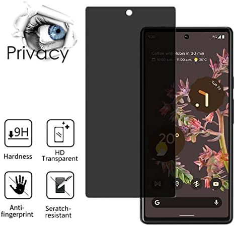 AISELAN para o Google Pixel 6 Protetor de tela de privacidade, [2 PCS] Anti-Spy Anti-Scratch de instalação