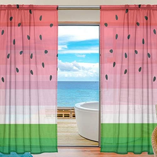 Menina de melancia de carpinteiro com semi-cortinas semi-pura cortinas de janela drlapes de painéis de