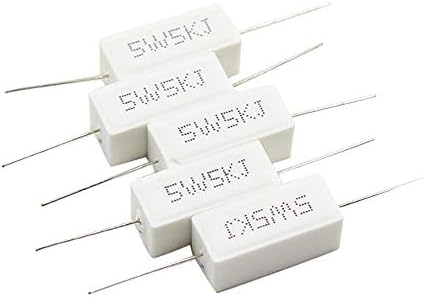 Touhia 10pcs Wirewound Ceramic Resistor 5W 5kΩJ Justre
