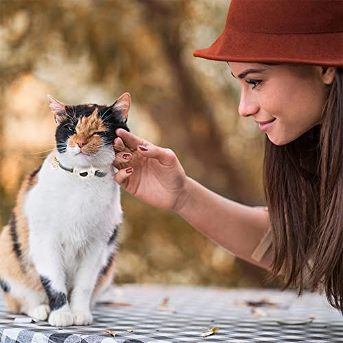Wakdiz Airtag Cat Collar com Bell, Pet 8,6-12,8 polegadas de algodão Airtag com colarinho de padrão de estrela