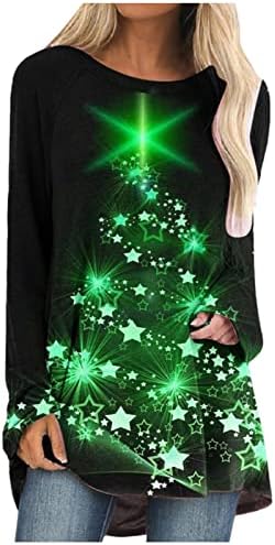 Camisa de árvore de natal de cordas leves LED Camise de neon, camiseta 3/4 manga de pista de jeia de natal que outono 2022 Tops