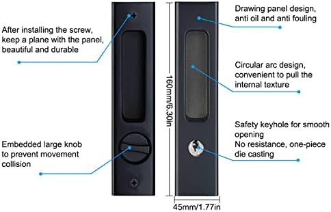 6.3 Privacidade Hardware de trava de bolso de privacidade, trava de porta deslizante com chaves, bloqueio