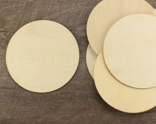 Lights CleverDelights 4 polegadas círculos de madeira - 10 pacote - 3/32 de espessura - 4 peças de artesanato inacabado
