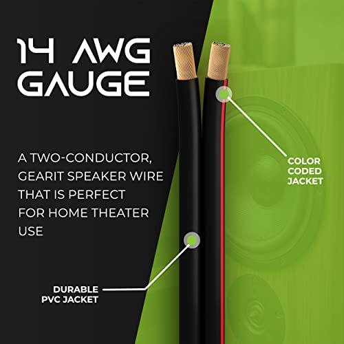 14AWG Speaker Wire, Gearit Pro Série 14 AWG Cabo de fio de alto -falante de medidores Grande uso para alto