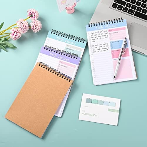 4 Pacote para fazer listar no bloco de notas, Planta de notas de planejador diário sem data, organizador