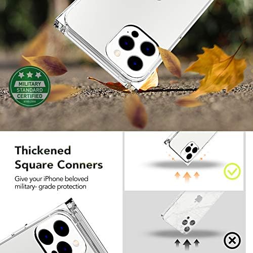 Caixa quadrada clara de Anhong compatível com o iPhone 13 Pro 6,1 polegadas 2021, HD Captura de capa transparente Canto da TPU Cushion, Caixa de TPU macia de absorção de choque