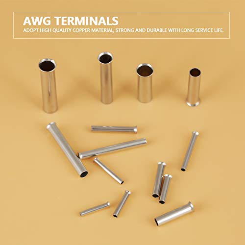 Sanon 700pcs 14 Valores 10-22 AWG Kit de sortimento de Terminais de cobre sem isolamento AWG para